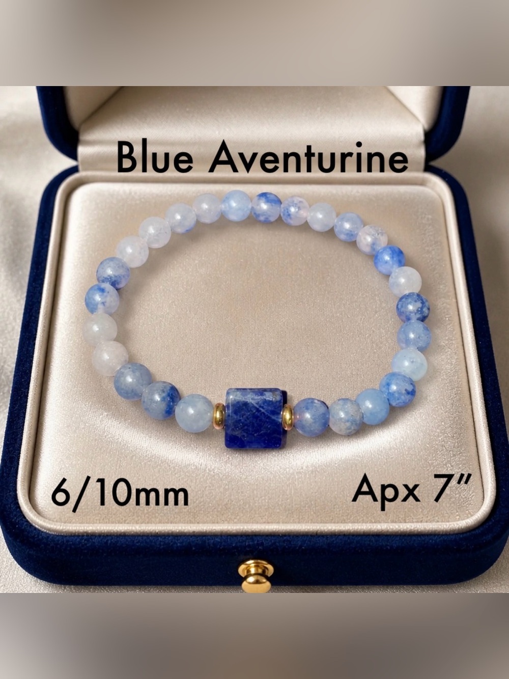 Blue Aventurine Stone Beaded Stretch Bracelet -
